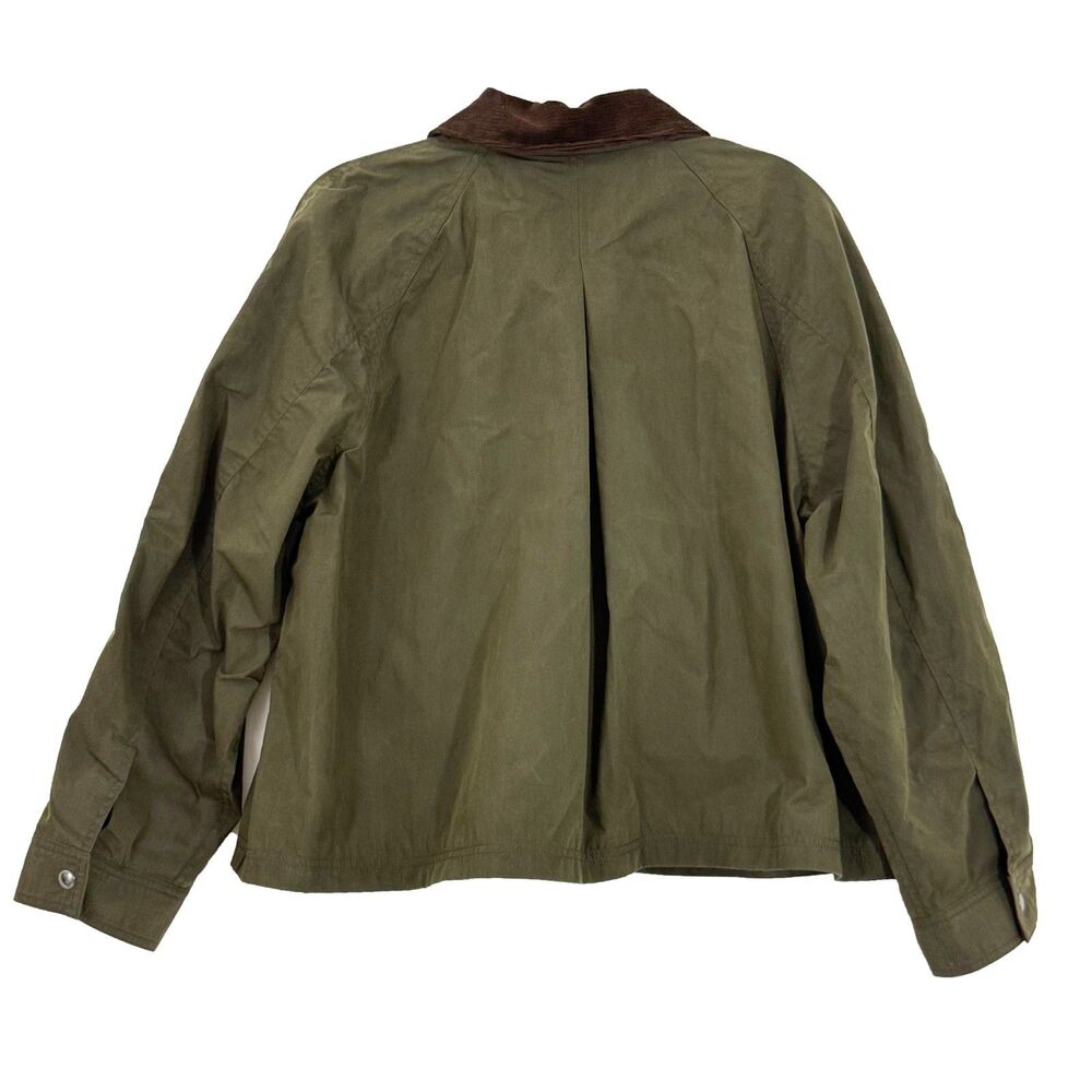 MADEWELL Waxed Zip-Front Barn Jacket XL Trench Green Corduroy Collar NWT A4 - Picture 3 of 5